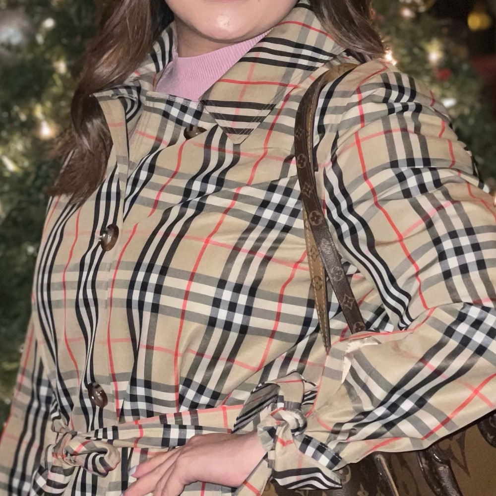 vintage check recycled polyester car coat burberry womens